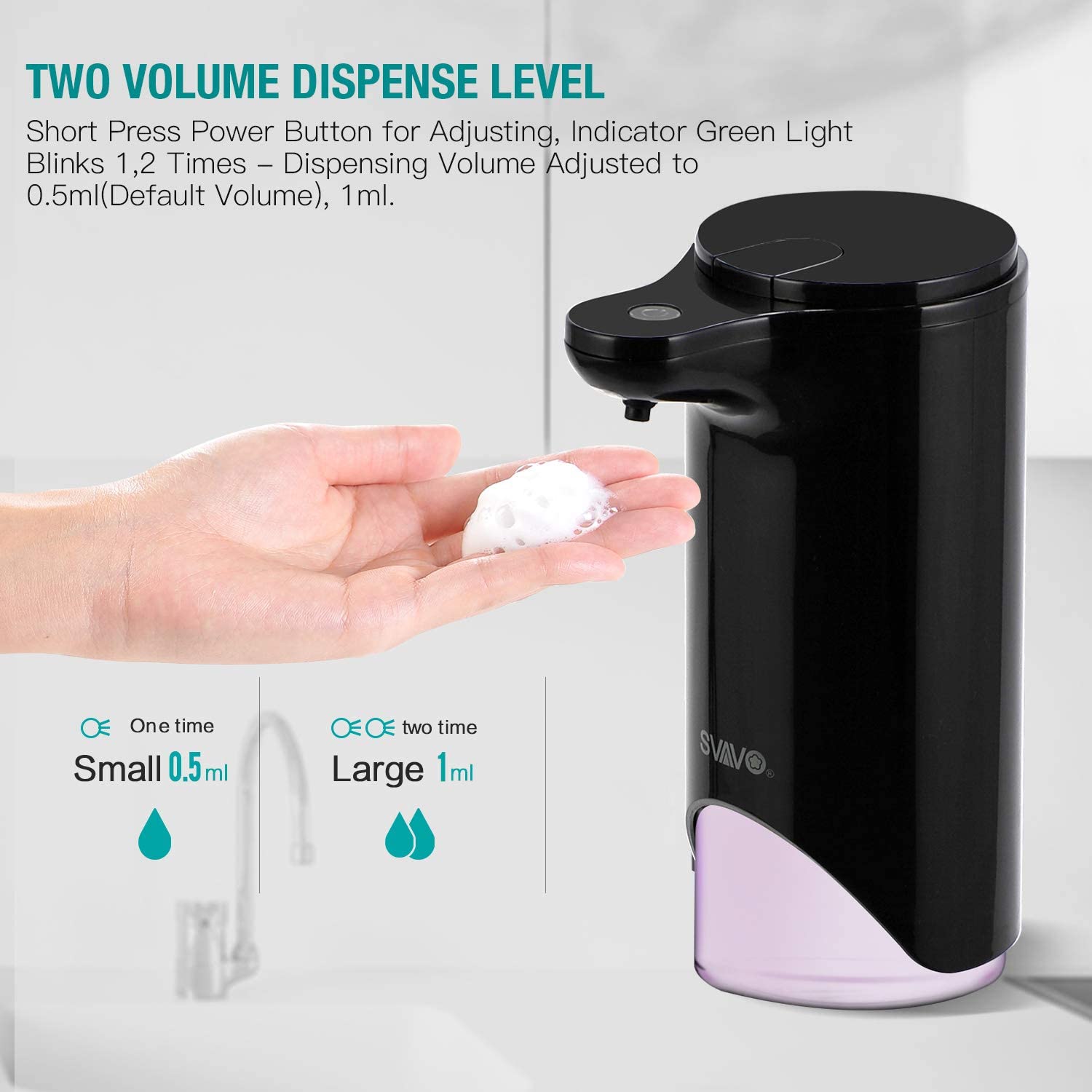 Dispensador de jabón líquido, dispensador automático de espuma de jabón de  bajo ruido, ángulo de boquilla de 10 ° para baño y cocina