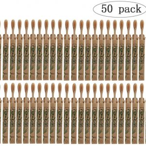 Juego de 50 cepillos de dientes de bambú, reutilizables