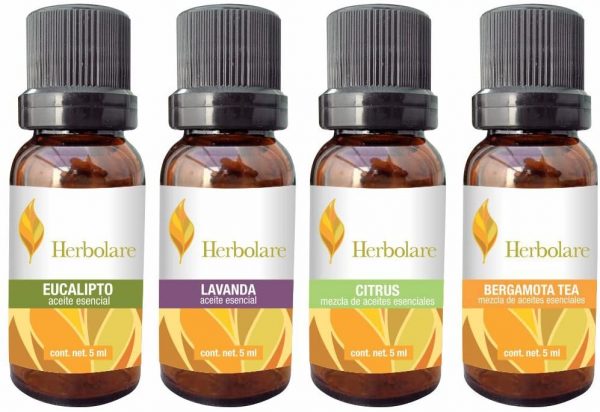 Paquete Bienestar Herbolare, 4 aceites 5 ml de sinergias y aceites 100% puros.