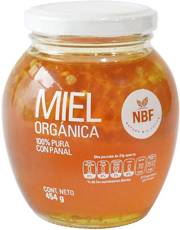 NBF Miel de abeja pura con panal comestible organica 454gr 100% Natural